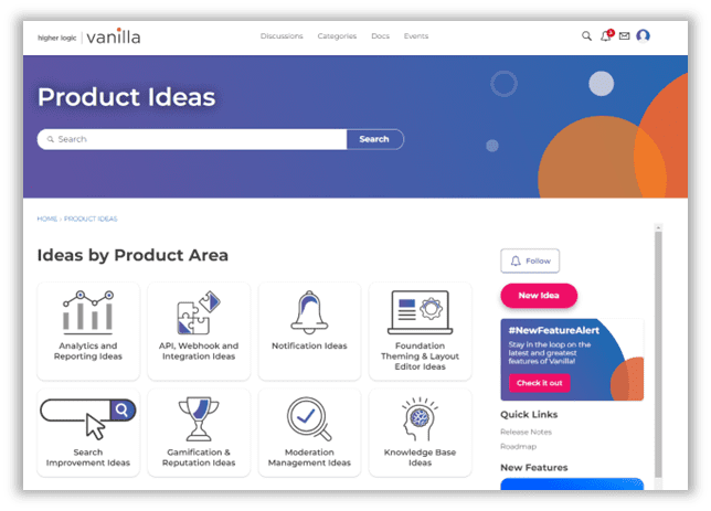 Higher Logic Vanilla ideation feature