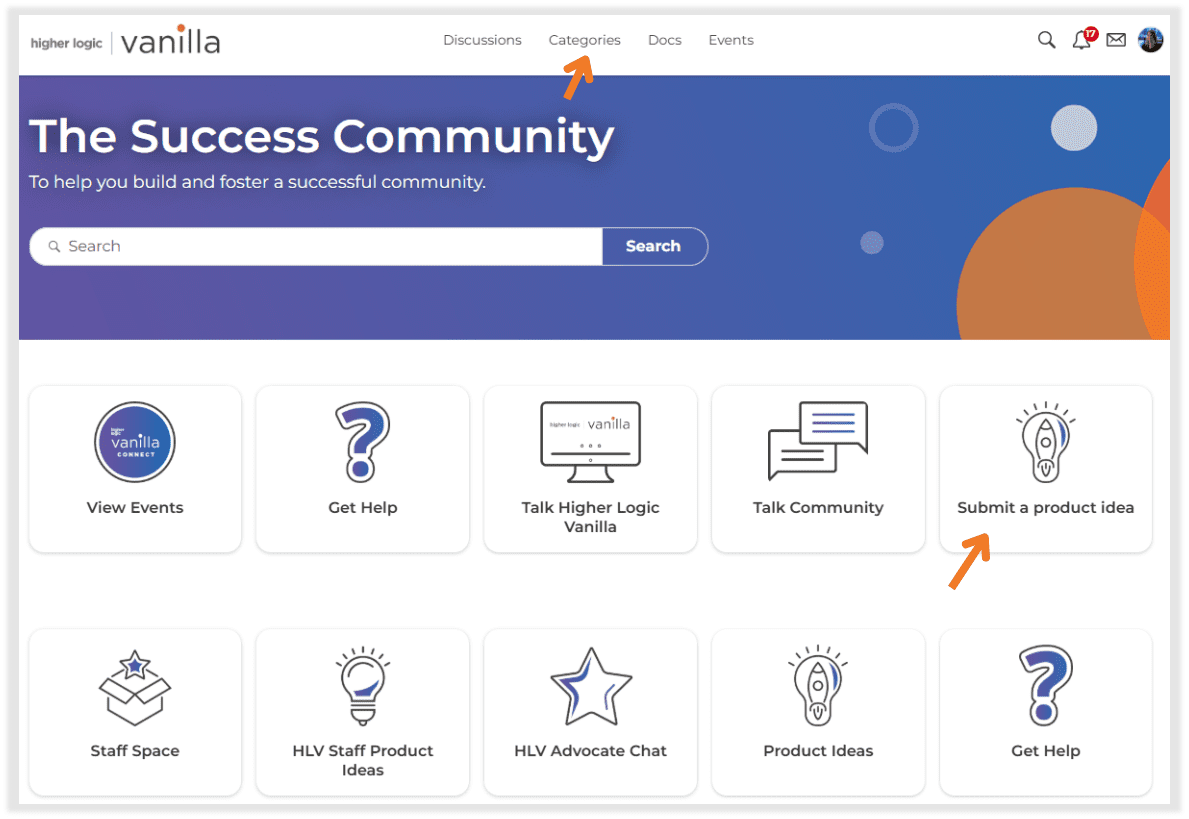 Higher Logic Vanilla community homepage